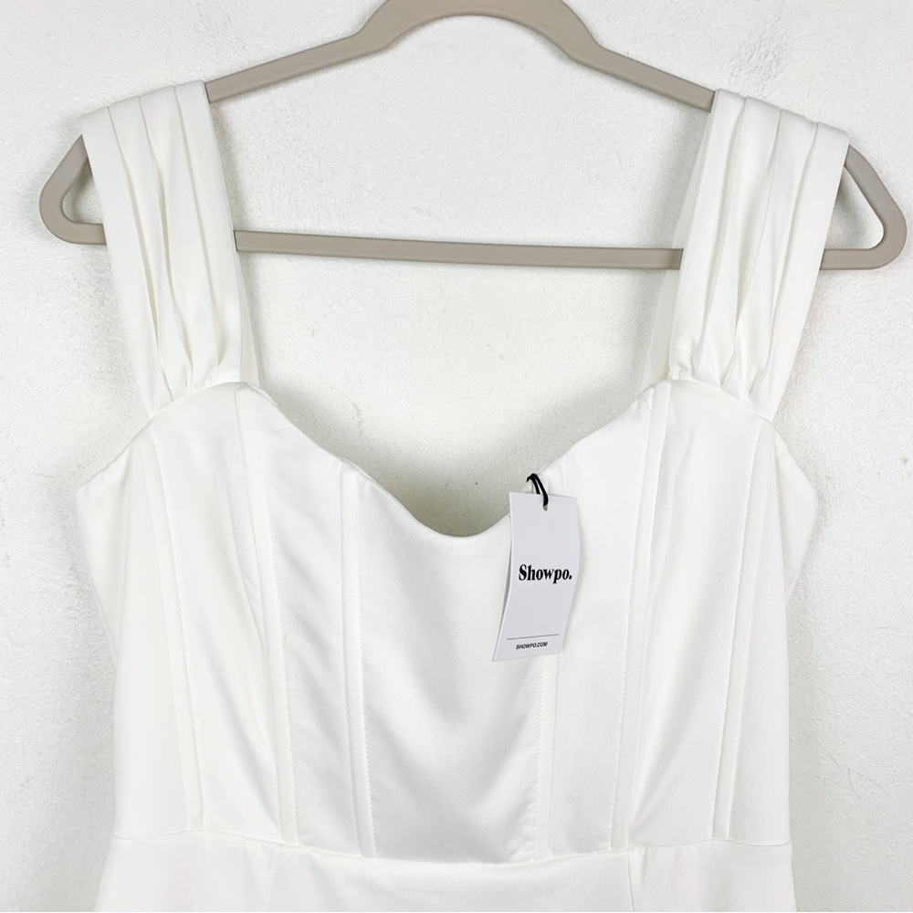 NWT Showpo. Ynes Off The Shoulder Corset Split Bridal Gown in Ivory Sz 8 - Picture 6 of 12